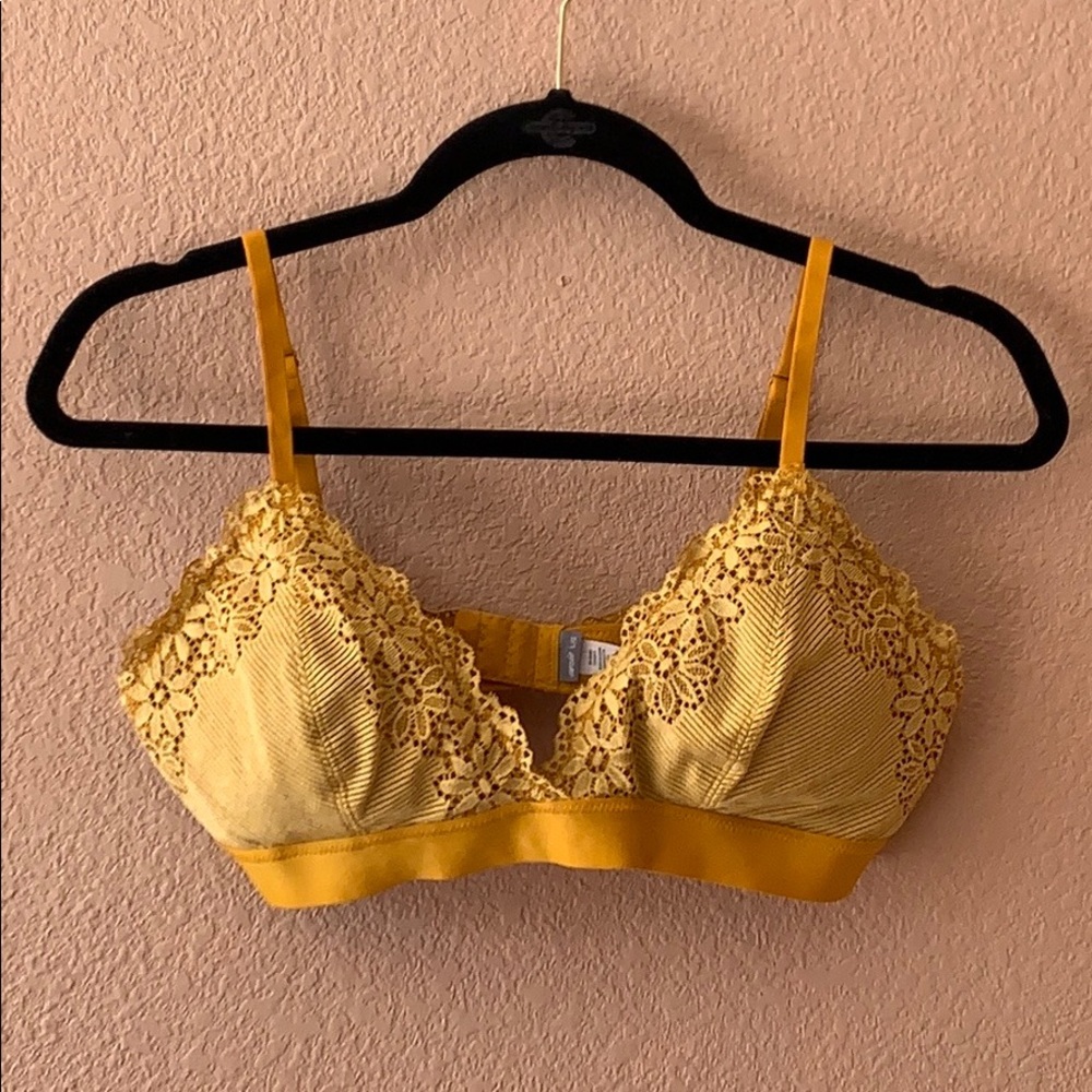 Aerie Mustard Floral Lace Bralette